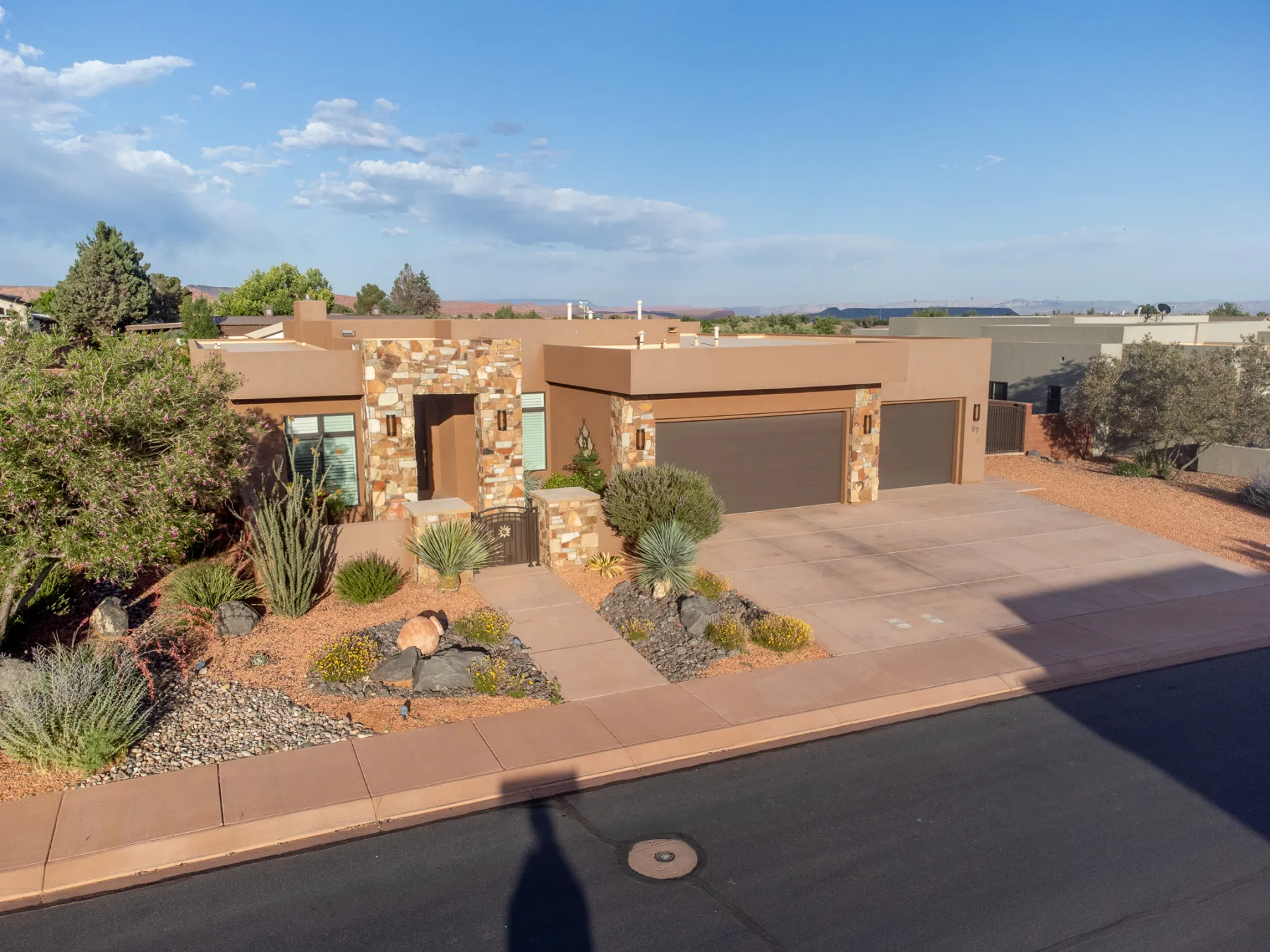 Ivins, Utah residence exterior photographed from the air