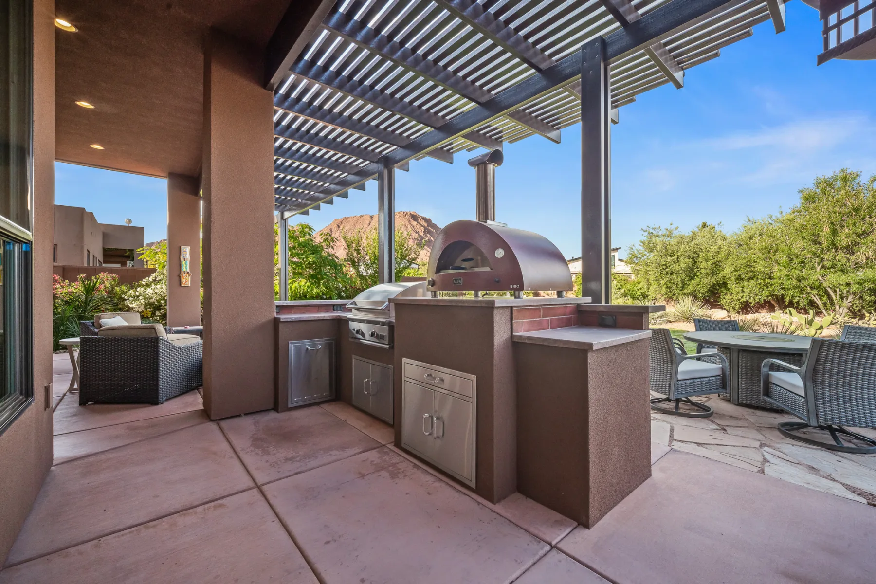 Covered outdoor kitchen photographed in Ivins, Utah
